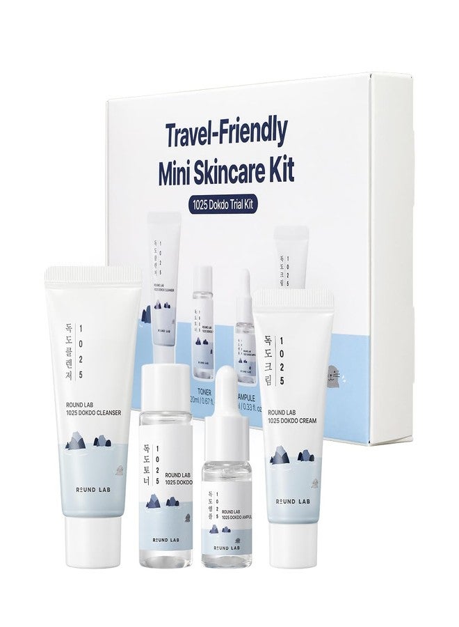 ROUND LAB 1025 Dokdo Hydrating Mini Size Kit (Cleanser, Toner, Ampule, Cream), Deep Hydration for Dry Skin, Daily Skin Care Routine Trial Kit for Moisture Care, Travel Size Gift Set, Korean Skin Care - Image 1